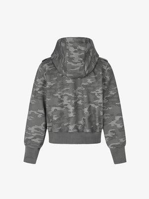 Cropped Camo Zip Hoodie mit Stern-Nieten – Camo, Rückansicht | XoKool