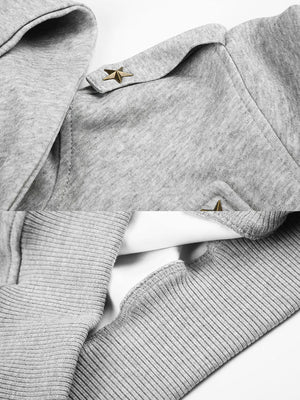 Camo Zip Hoodie – Grau, Schulterstern und Bündchen im Detail | XoKool