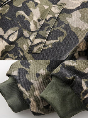 Camo jacket and jeans set – camo fabric and rib cuff close-up | XoKool