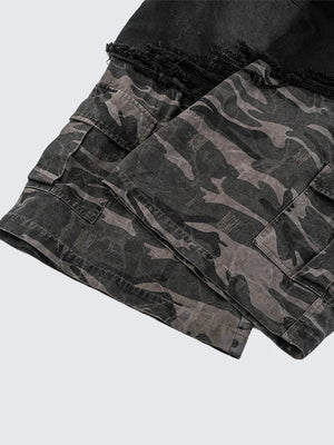 Camo jacket and jeans set – camo layered hem close-up | XoKool