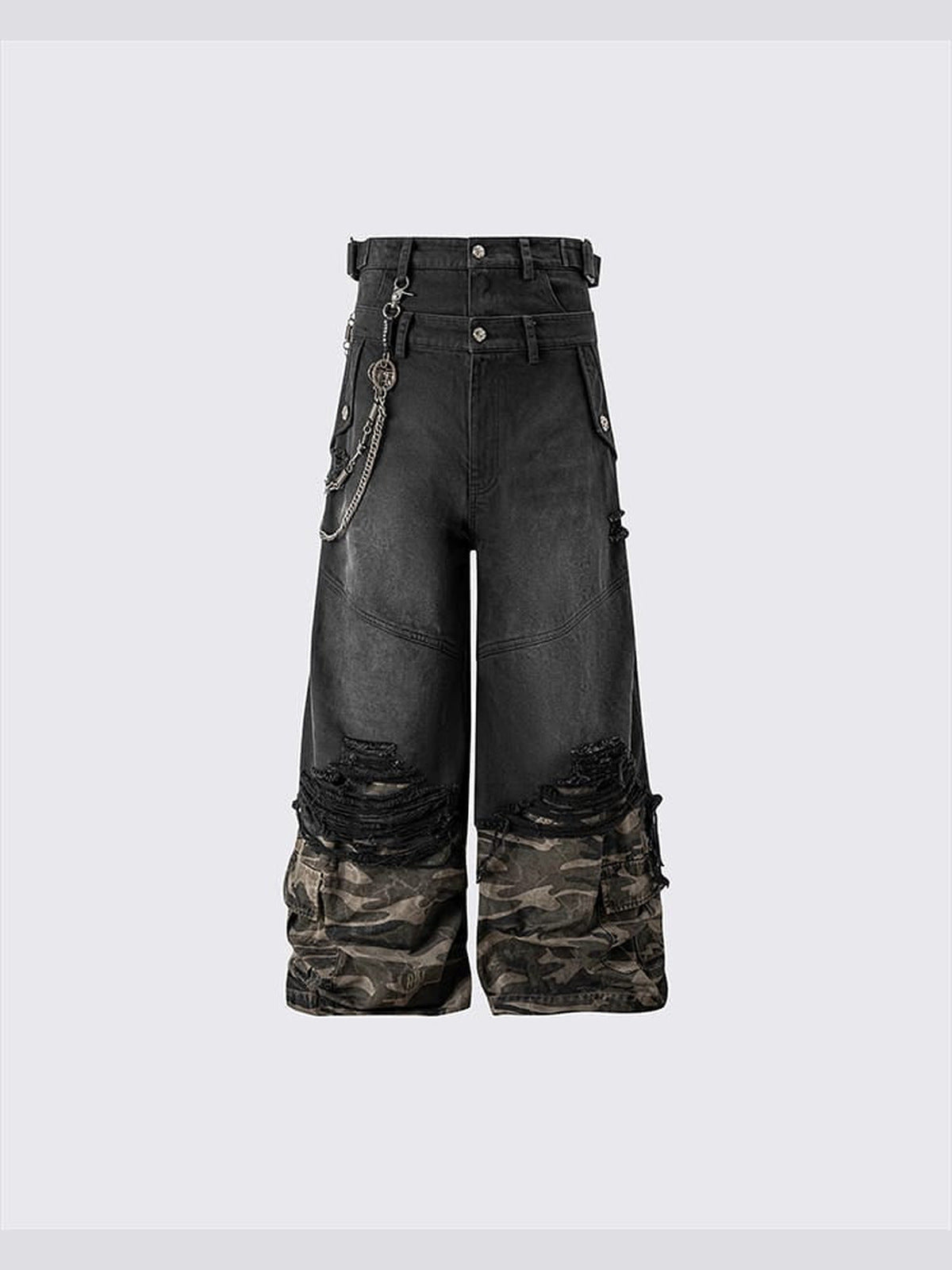 Camo jacket and jeans set – jeans, front flat with chain | XoKool