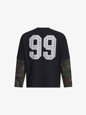 Camo Long Sleeve Shirt with Studded Back Numbers – back view (99 studded) | XoKool