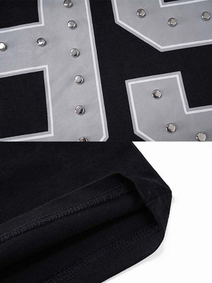 Camo Long Sleeve Shirt with Studded Back Numbers – studs + hem close-up | XoKool
