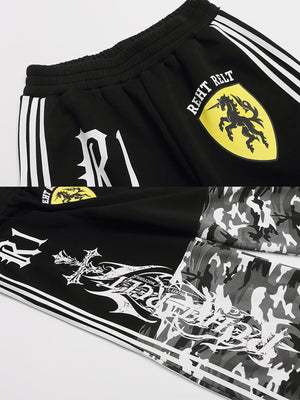 Camo Jogginghose – Schwarz, Nahaufnahme Badge und Print | XoKool