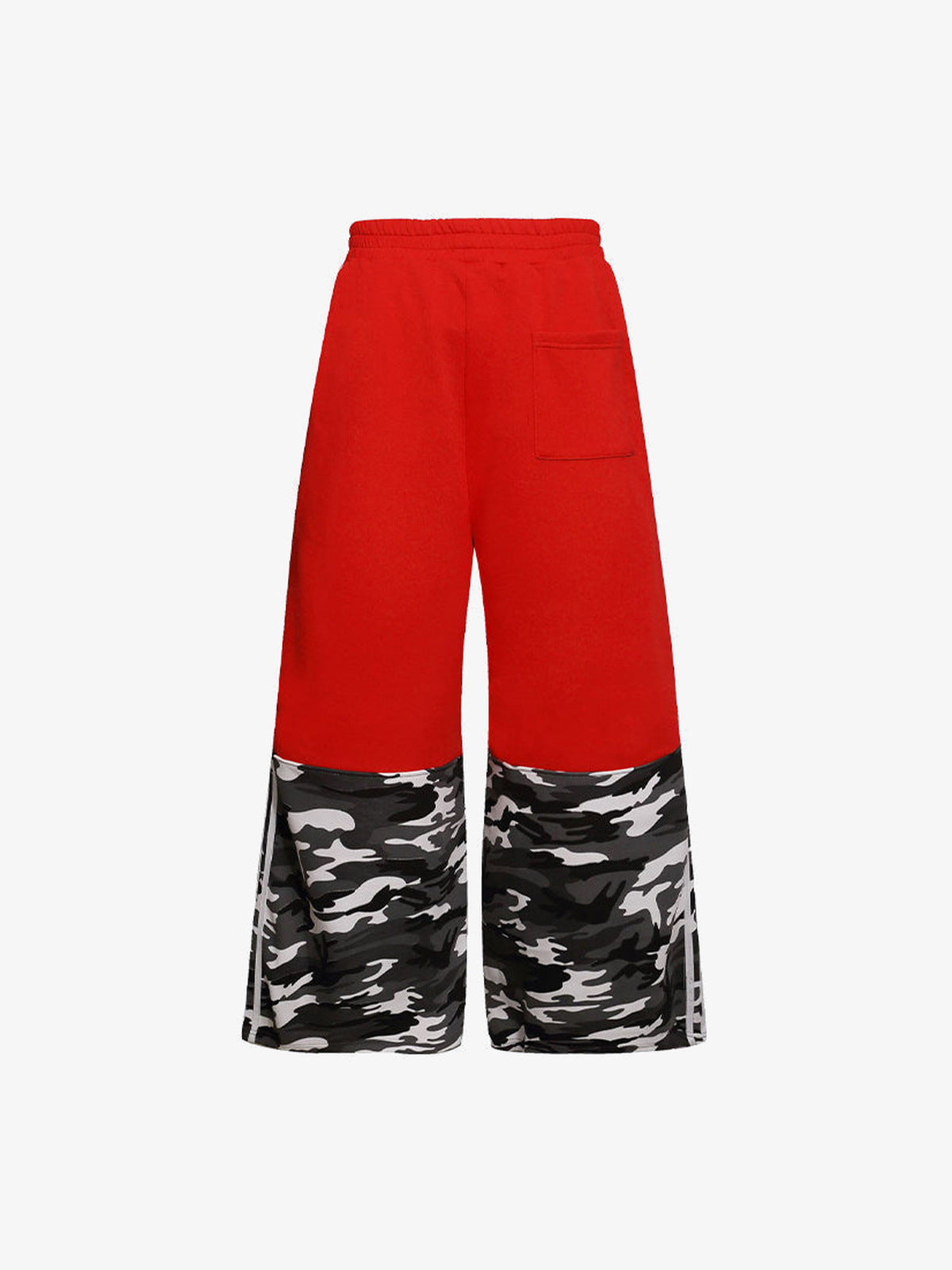 Camo Patchwork Wide Leg Jogginghose – Rot, Rückansicht | XoKool