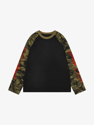 Camo Ärmel Raglan Longsleeve – Schwarz, Vorderansicht | XoKool