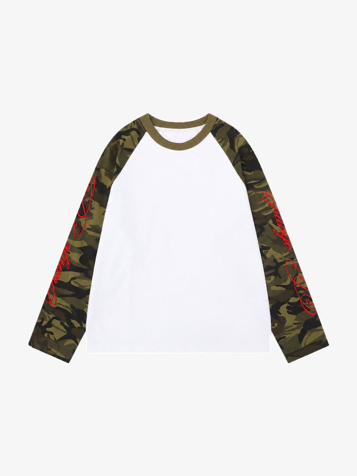 Camo Ärmel Raglan Longsleeve – Weiß, Vorderansicht | XoKool