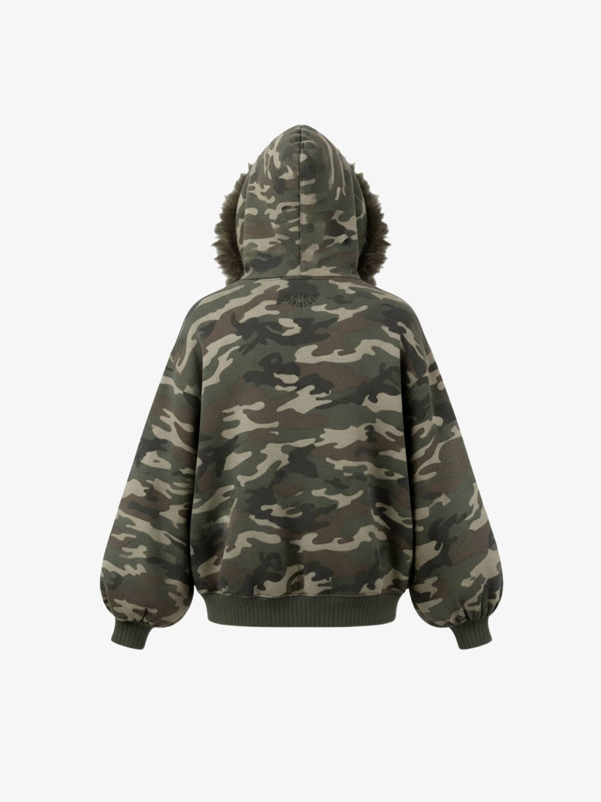 Hoodie de camuflaje con capucha de piel – camuflaje, vista trasera | XoKool