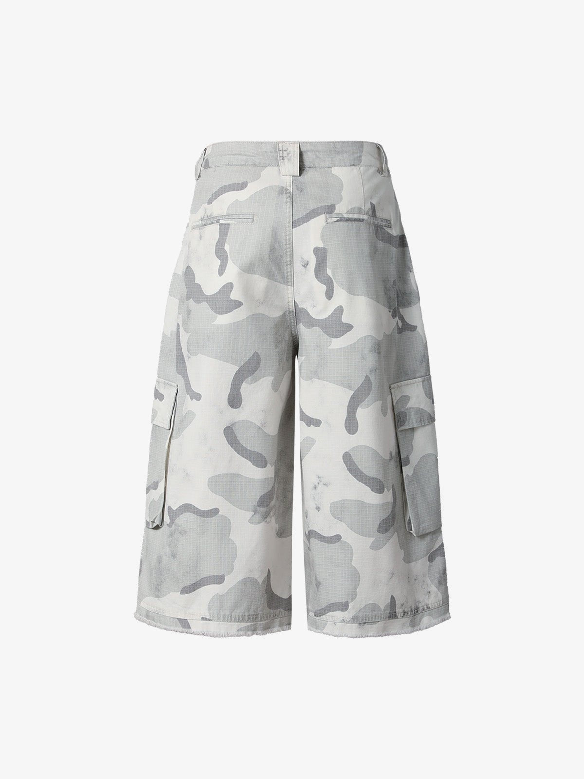 Grey Camo Ripstop Cargo Shorts – back flat view | XoKool