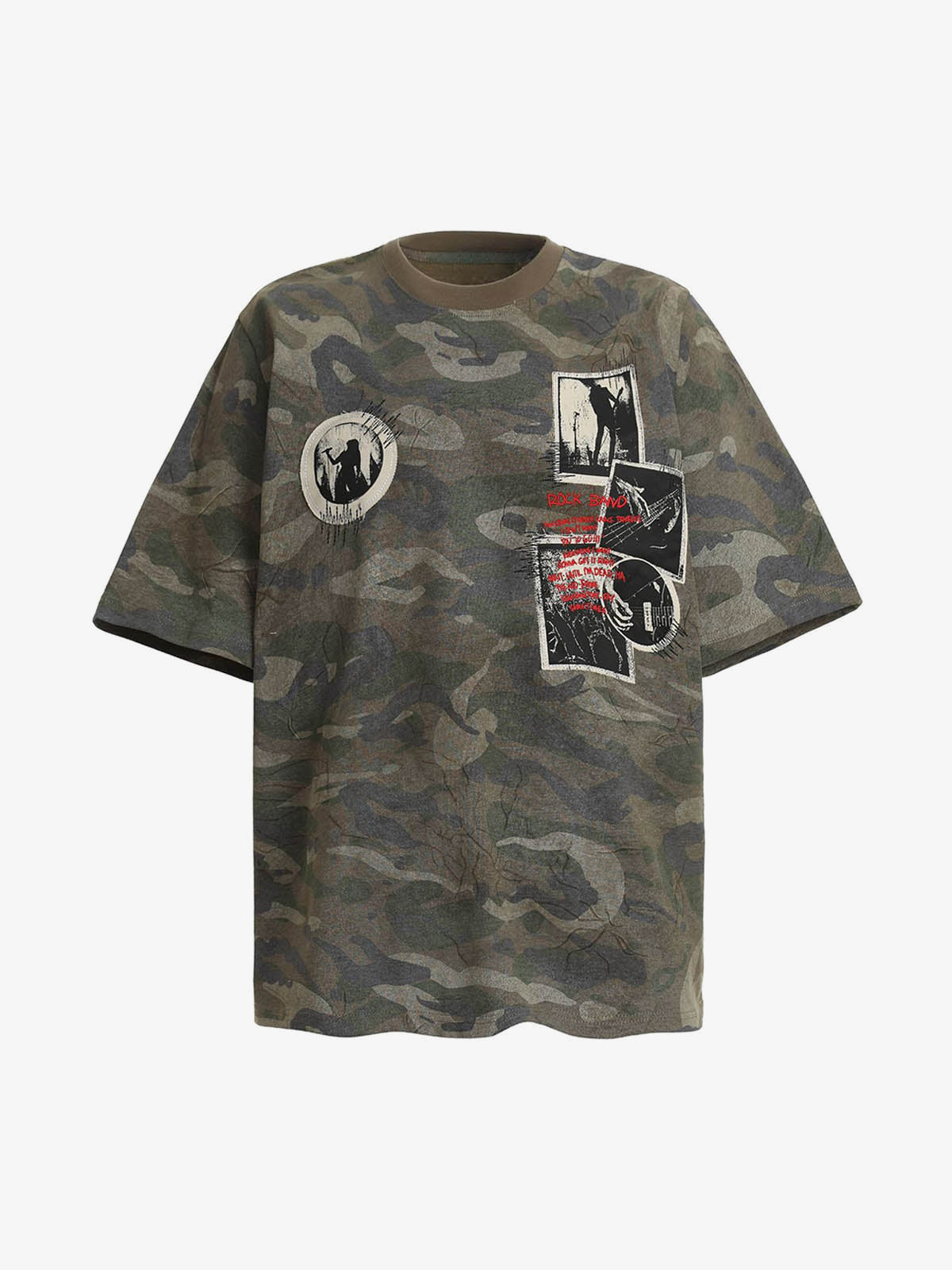 Woodland Camo T-Shirt with Photo Patch Graphics – Camo, front view | XoKool