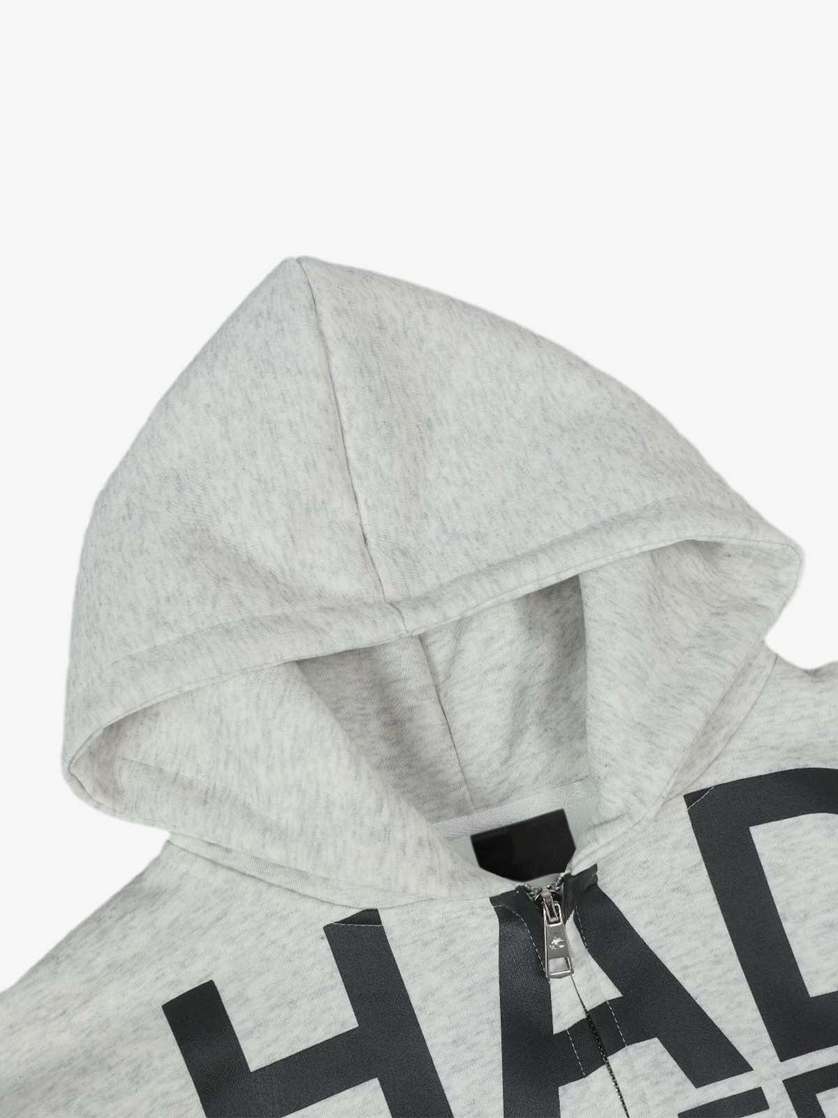 Cropped Graphic Zip Hoodie – Kapuze und Ausschnitt | XoKool