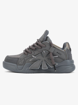 Lime Green Chunky Skate Sneakers with Side Patch – Grey, side view | XoKool