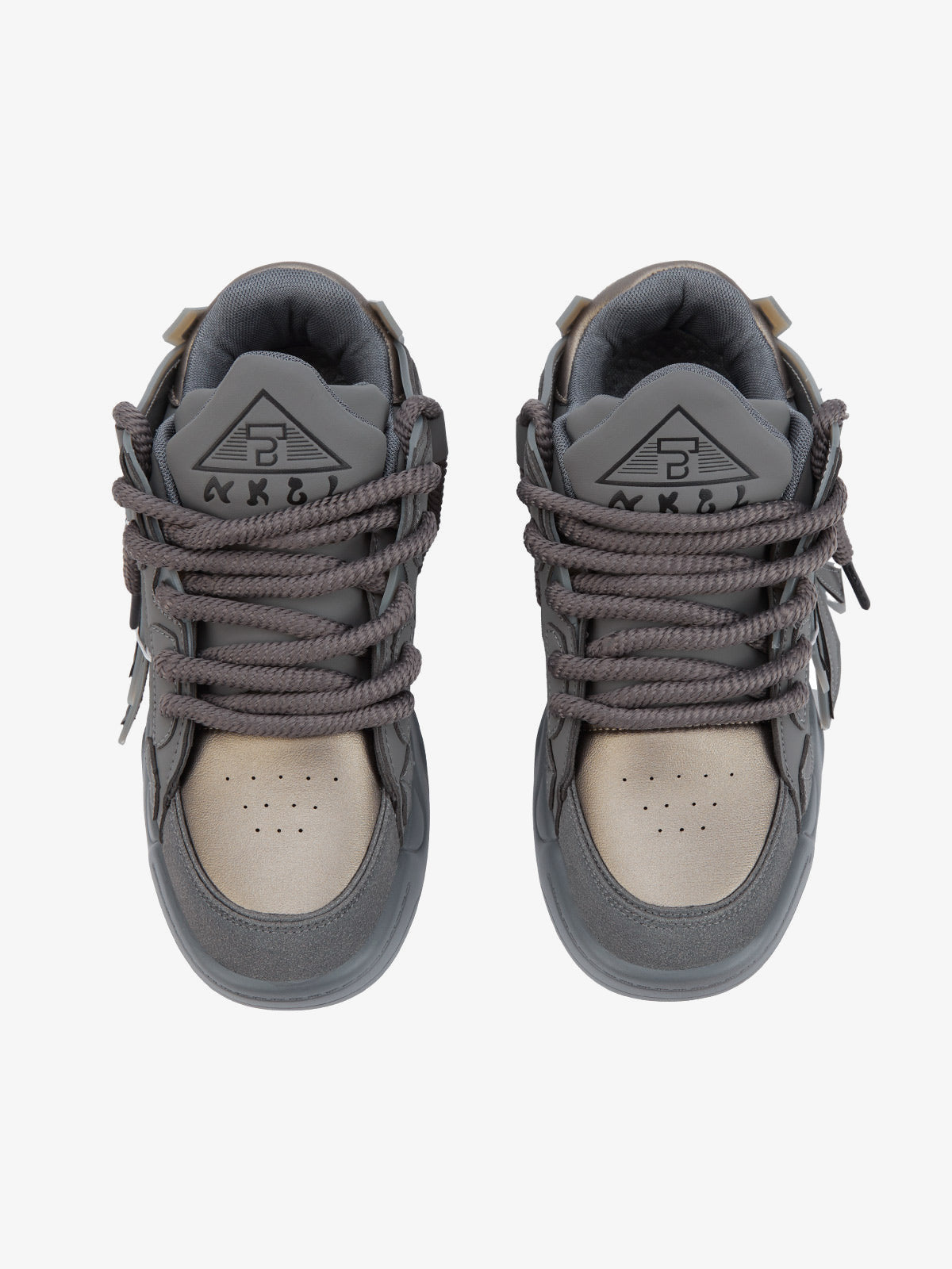 Lime green skate sneakers – Grey, top view | XoKool