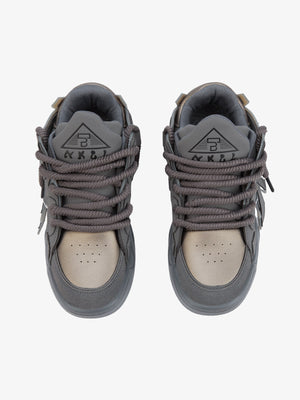 Lime green skate sneakers – Grey, top view | XoKool