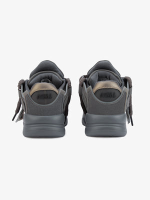 Lime green skate sneakers – Grey, heel view | XoKool
