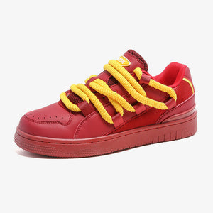 Zapatillas skate de caña baja con cordones de cuerda gruesos – Rojo, vista lateral | XoKool