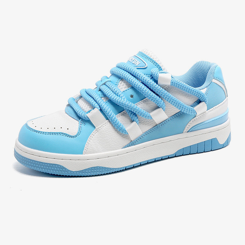 Zapatillas skate de caña baja con cordones de cuerda gruesos – versión azul cielo, vista lateral | XoKool