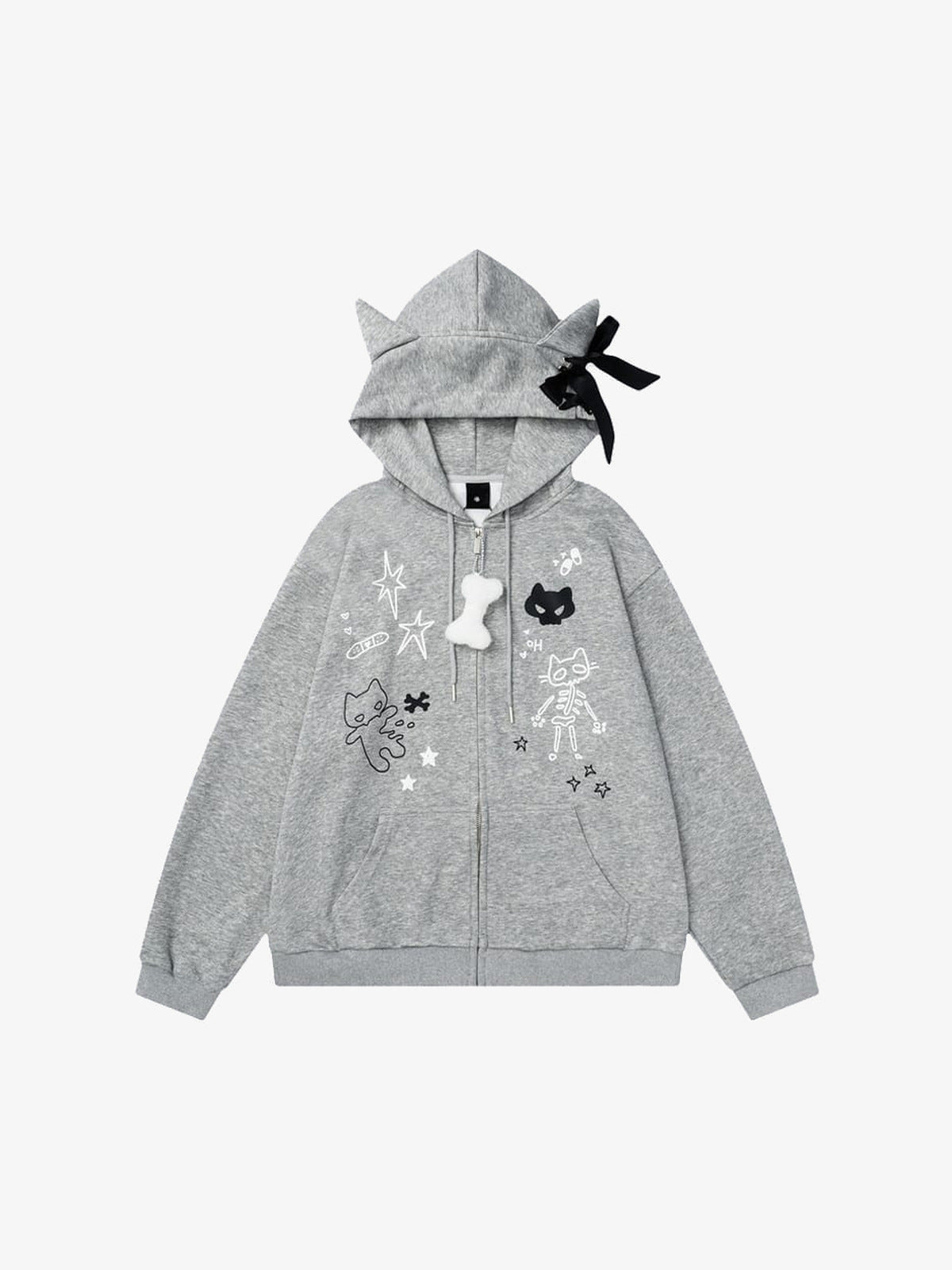 Cat ear hoodie – Grey, front view | XoKool