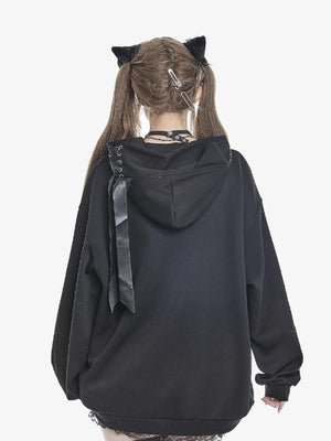 Cat ear hoodie – on model, back with bow | XoKool