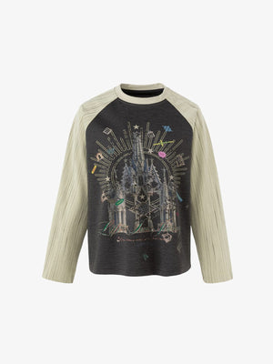 Cathedral Graphic Raglan Long Sleeve Tee – front, flat | XoKool