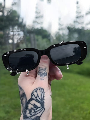 Retro Punk Studded Small Square Frame Sunglasses - thumbnail 6
