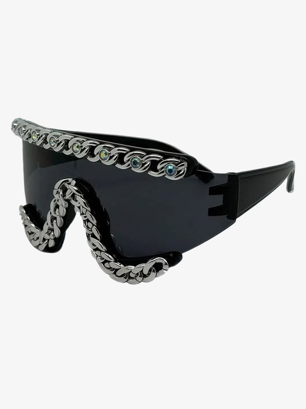 Shield Sonnenbrille – Dunkelgrau, Dreiviertelansicht | XoKool