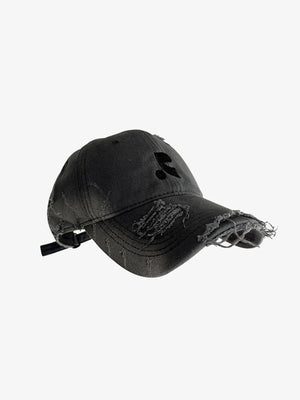 Charcoal Distressed Baseball Cap with Brim Rings – Charcoal, angled view (duplicate) | XoKool