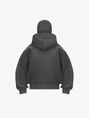 Charcoal Full Zip Balaclava Hoodie – Charcoal, back (3D render) | XoKool