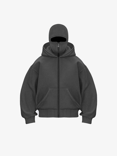 Charcoal Full Zip Balaclava Hoodie