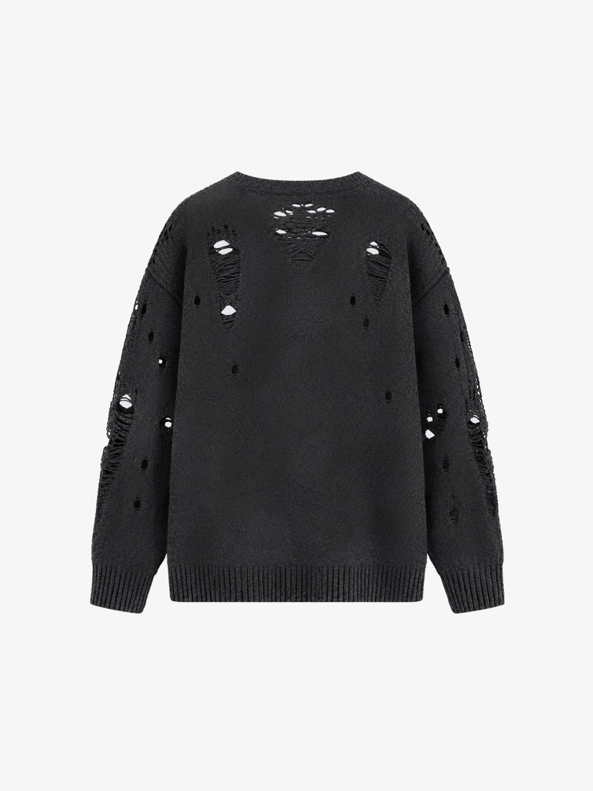 Oversized Strickpullover in Anthrazit mit Ladder-Rips – Rückansicht | XoKool