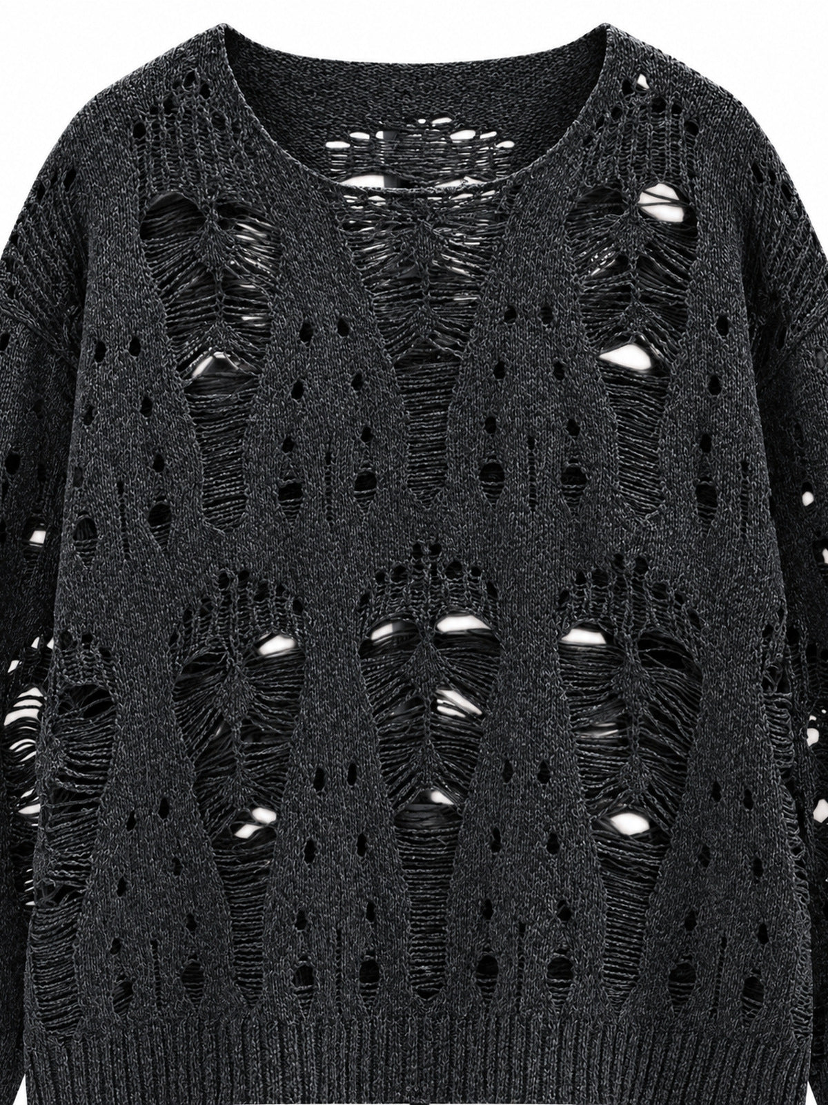 Oversized Strickpullover in Anthrazit mit Ladder-Rips – Nahaufnahme Vorderseite | XoKool