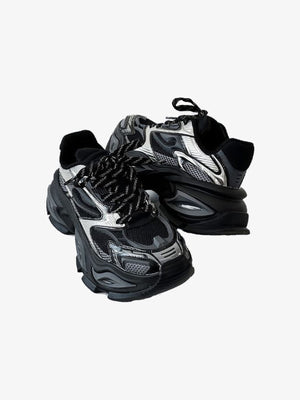 Chunky Platform Sneakers in Black and Silver – Black/silver pair, product view | XoKool