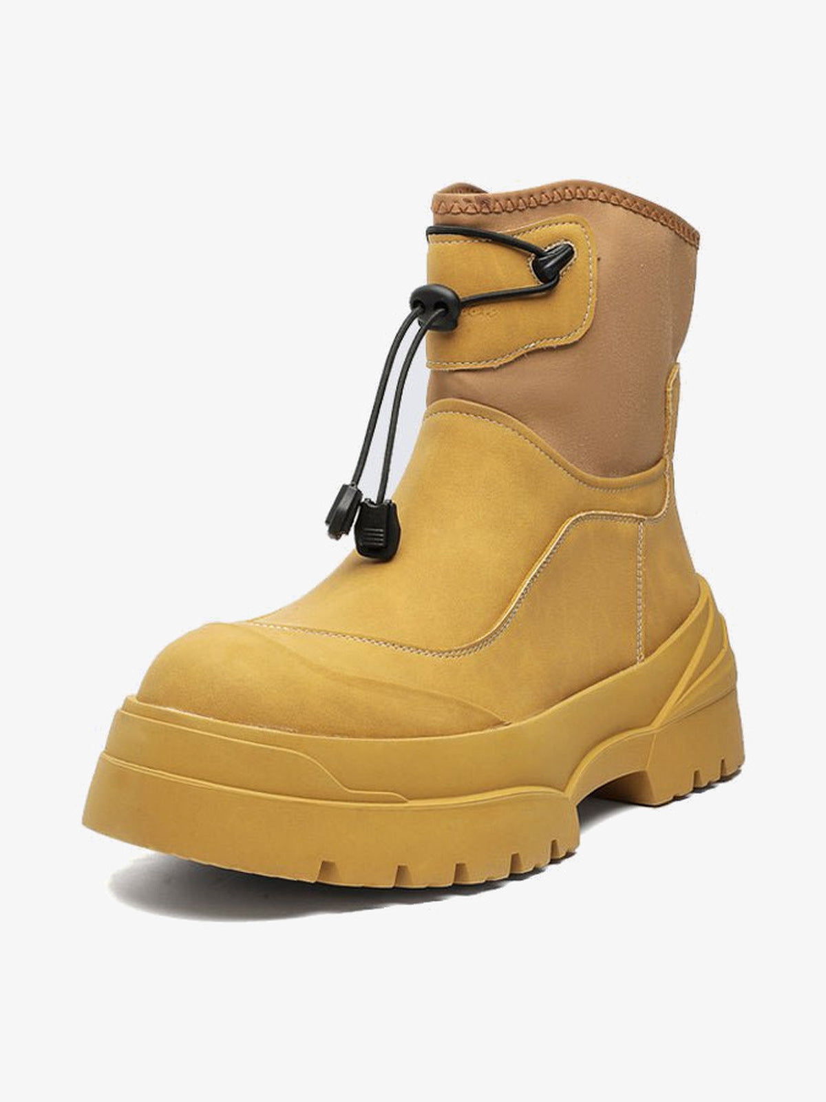 Chunky Pull On Toggle Ankle Boots – Yellow, side view | XoKool