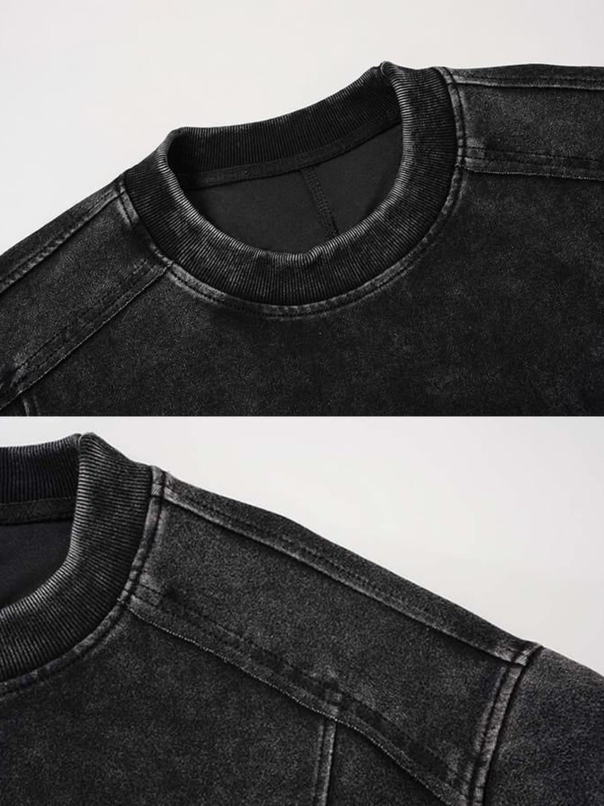 Color block layered shirt – Black, collar and shoulder close-up | XoKool
