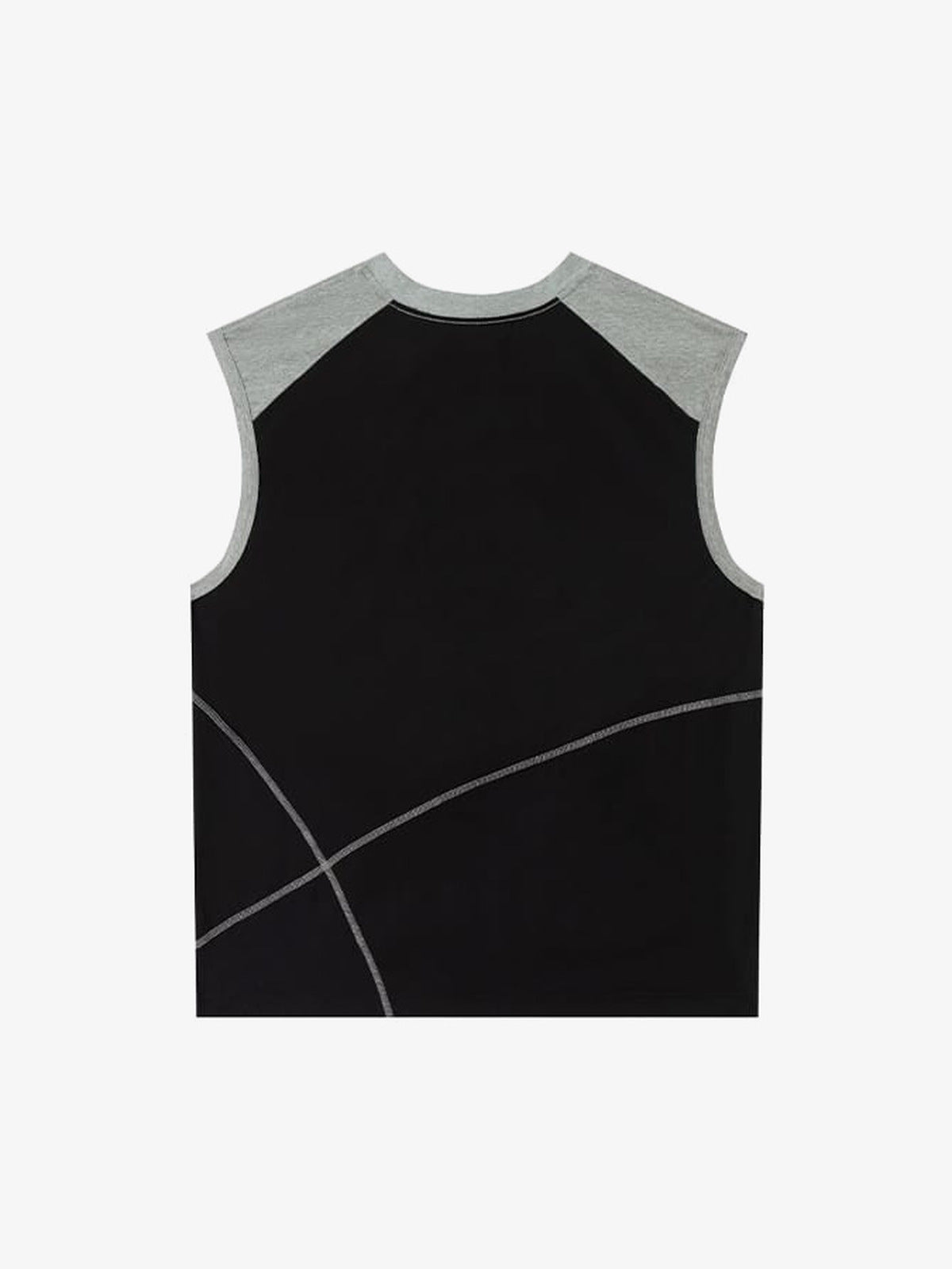 Camiseta sin mangas color block – Negro/Gris, vista trasera en plano | XoKool