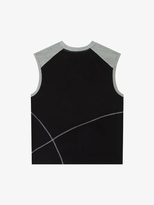 Camiseta sin mangas color block – Negro/Gris, vista trasera en plano | XoKool