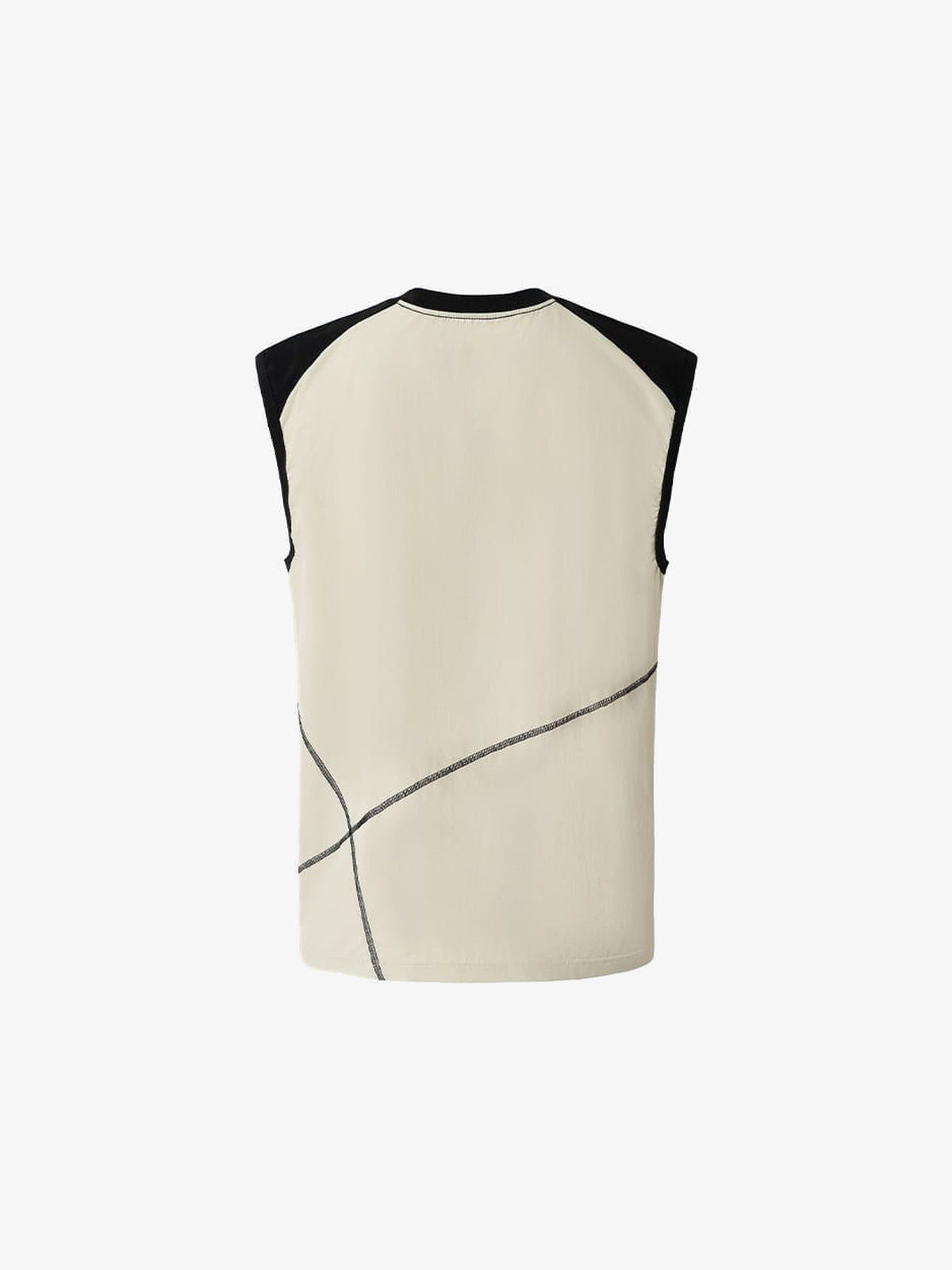 Camiseta sin mangas color block – Crema, vista trasera en plano | XoKool