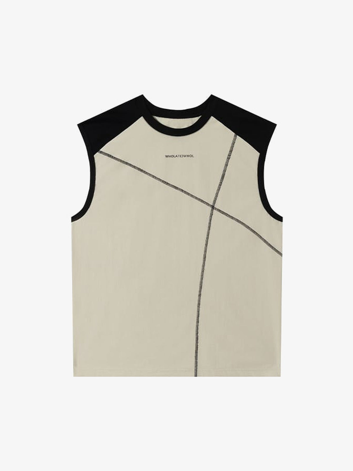 Camiseta sin mangas color block – Crema, vista frontal en plano | XoKool