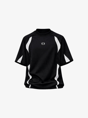 Color Block Sport T-Shirt with Chest Emblem – Black, front view | XoKool