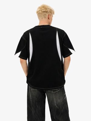 Color block sport tee – Black, on model back | XoKool