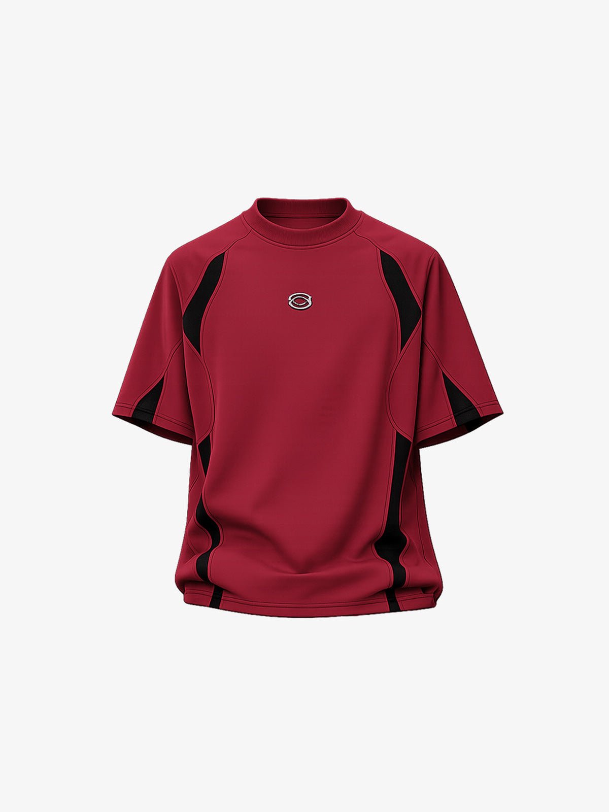 Color Block Sport T-Shirt with Chest Emblem – Red, front view | XoKool