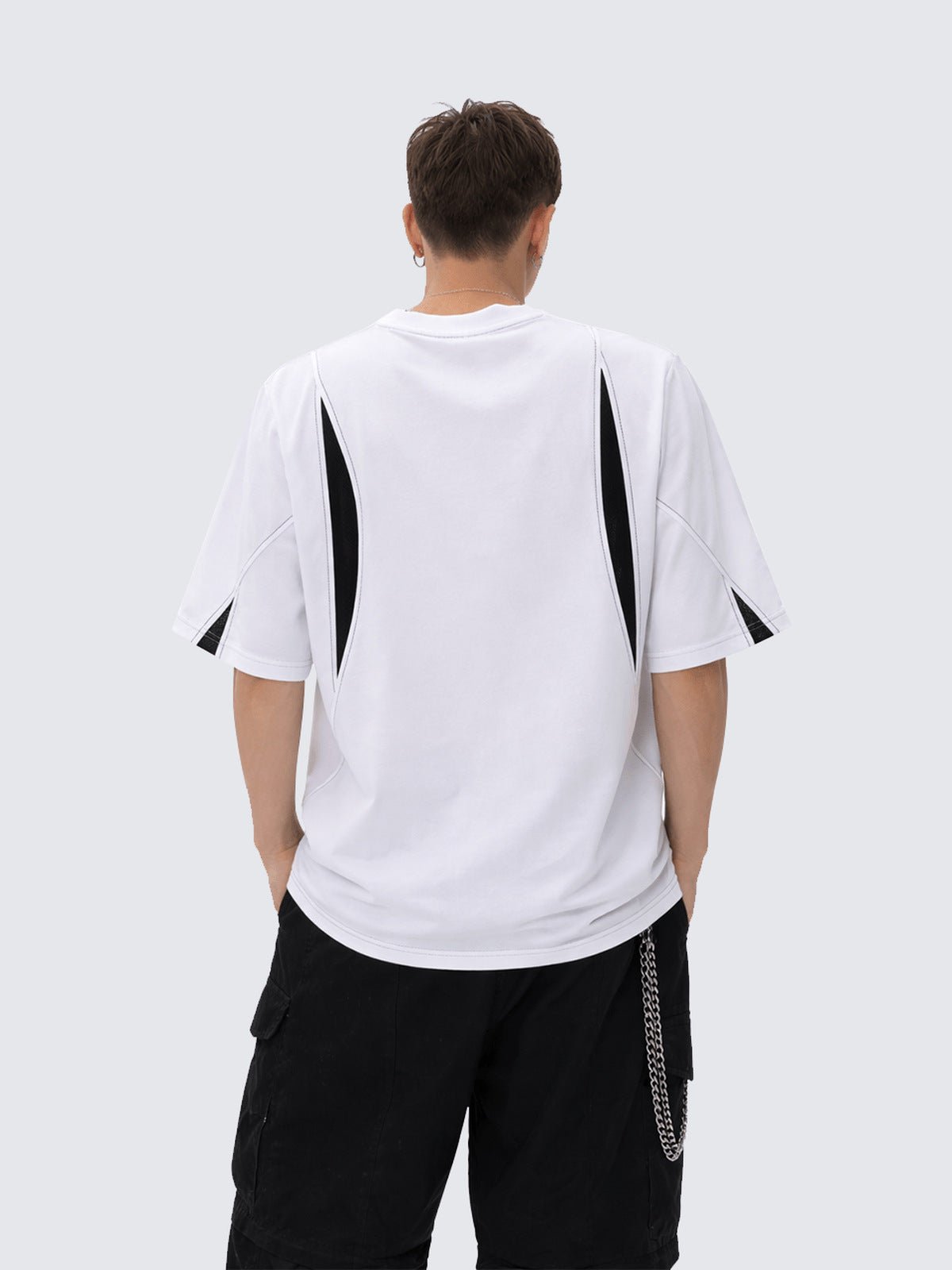 Color block sport tee – White, on model back | XoKool