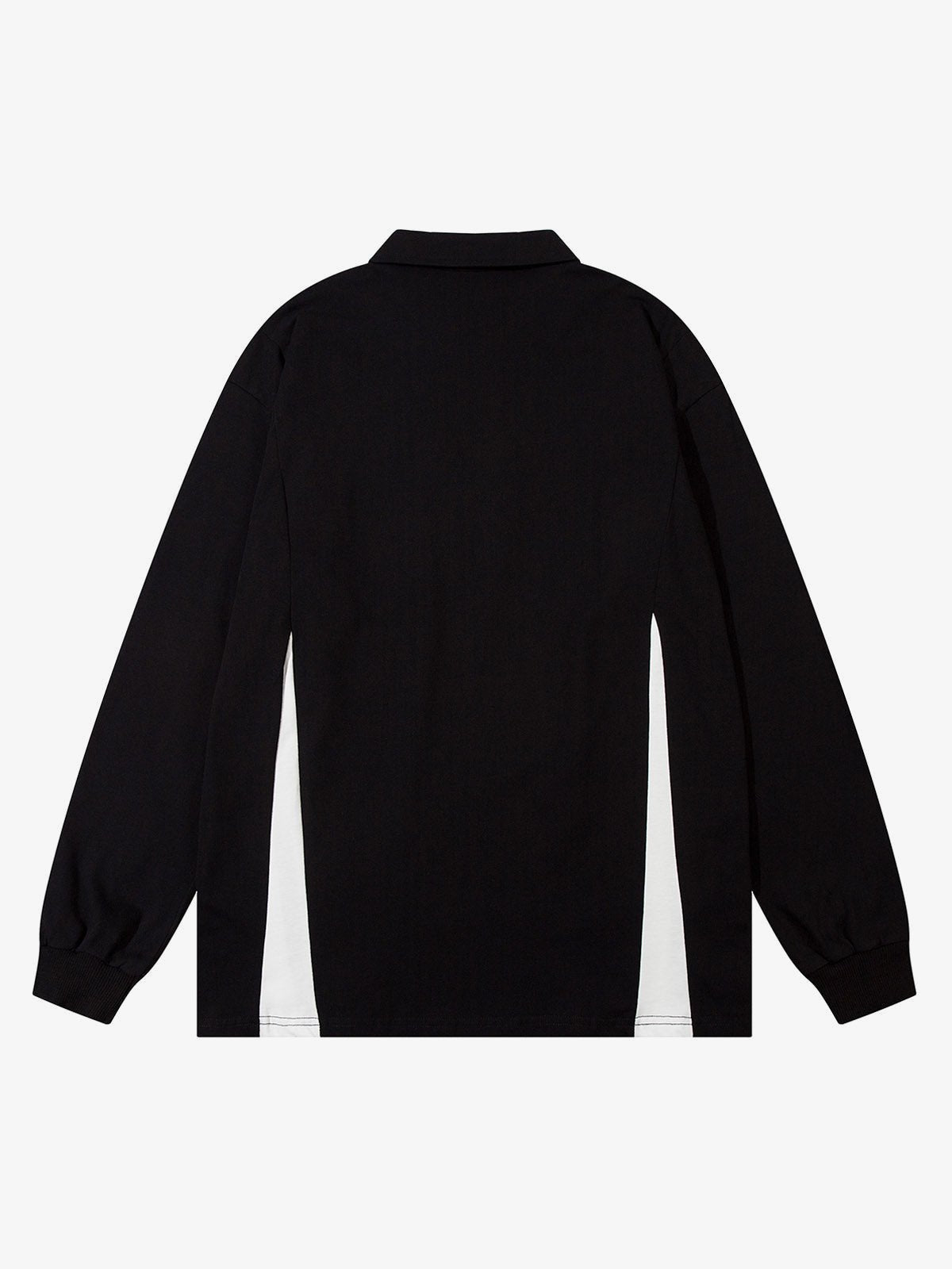 Color Block Half Zip Long Sleeve Polo – Black, back view | XoKool
