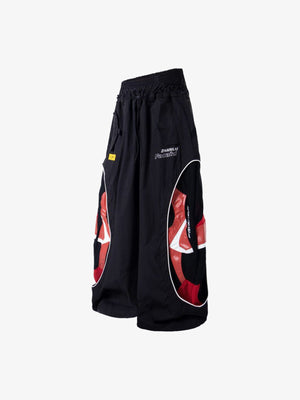 Pantalones paracaidista – negro, frontal en ángulo | XoKool