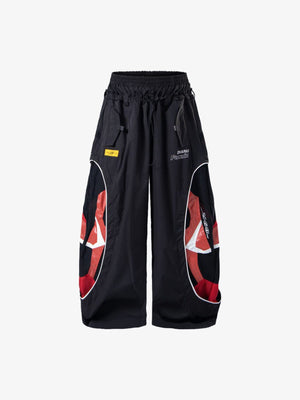 Pantalones paracaidista – negro, frontal, vista plana | XoKool