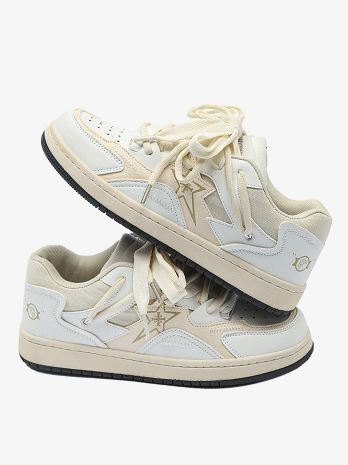 Star patch skate sneakers – Cream/White, pair stacked | XoKool