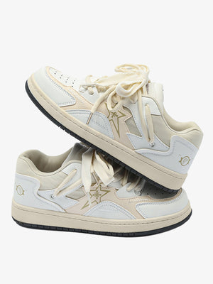 Star patch skate sneakers – Cream/White, pair stacked | XoKool