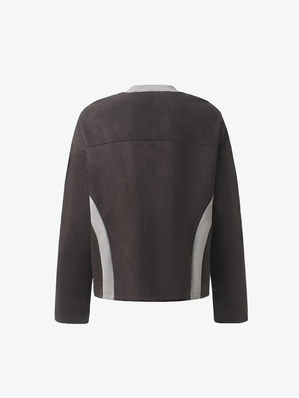 Contrast Panel Racing Shirt in Long Sleeve – Brown back flat lay | XoKool