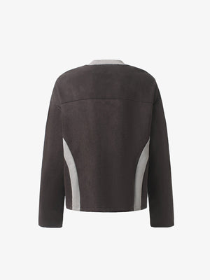 Contrast Panel Racing Shirt in Long Sleeve – Brown back flat lay | XoKool