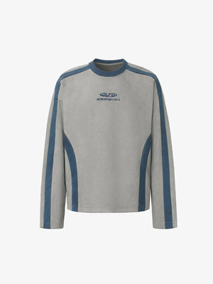 Contrast panel racing shirt – Grey/blue front flat lay | XoKool